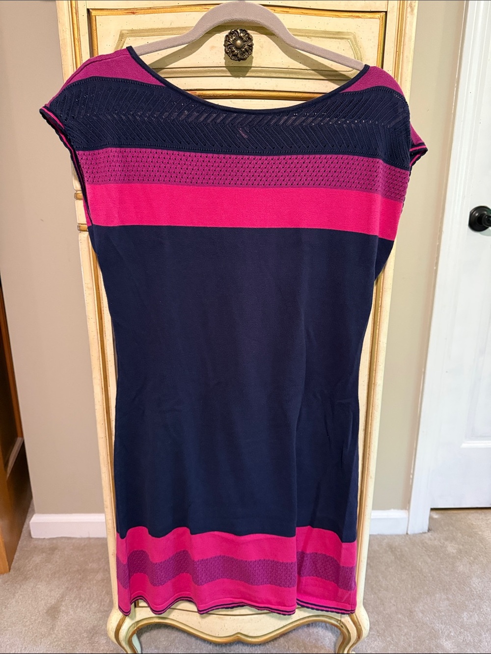 Lilly Pulitzer Kinley Navy and Fuchsia Striped Knit Women’s Dress size M